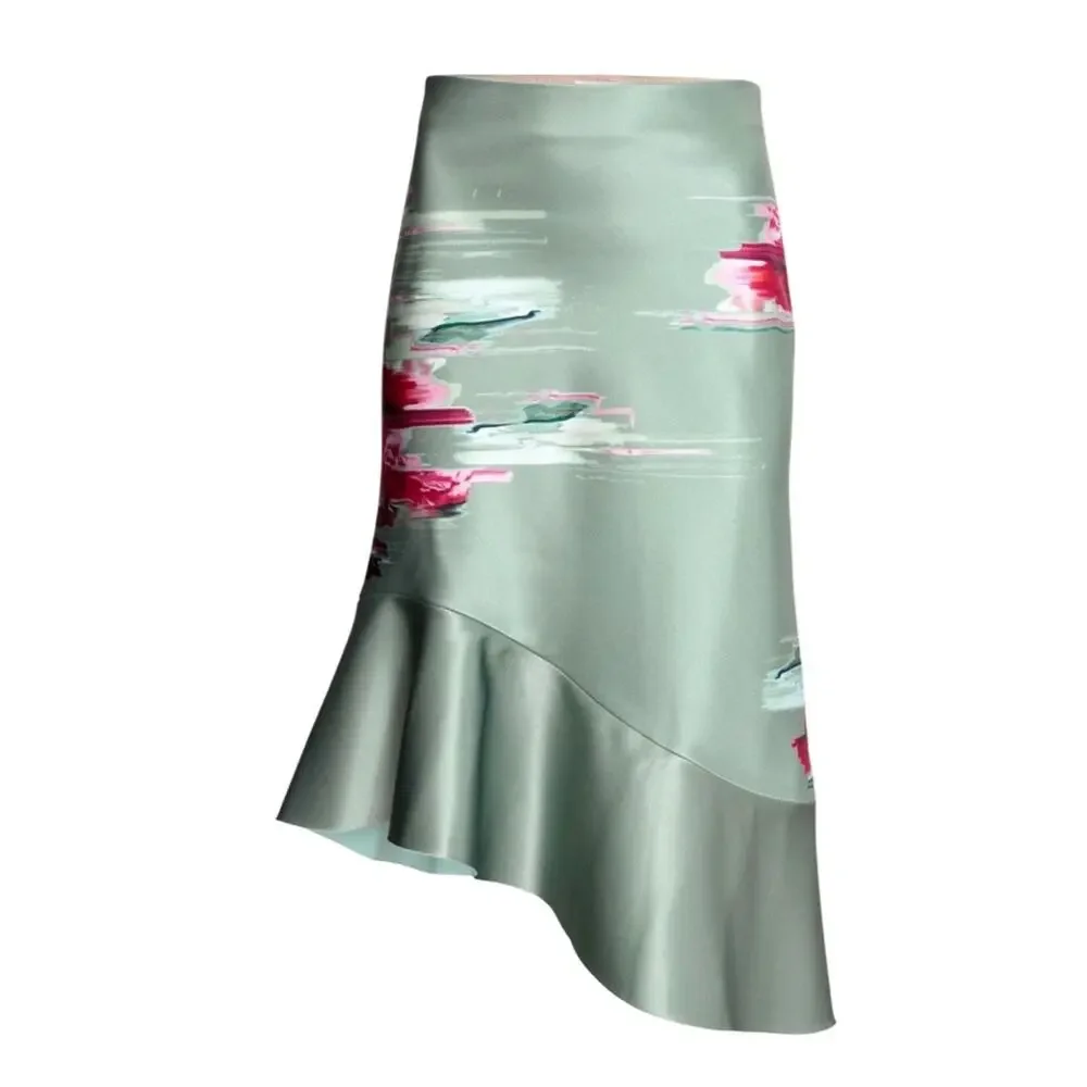 H&M Conscious Exclusive light green asymmetrical skirt Size 4 - Picture 2 of 9